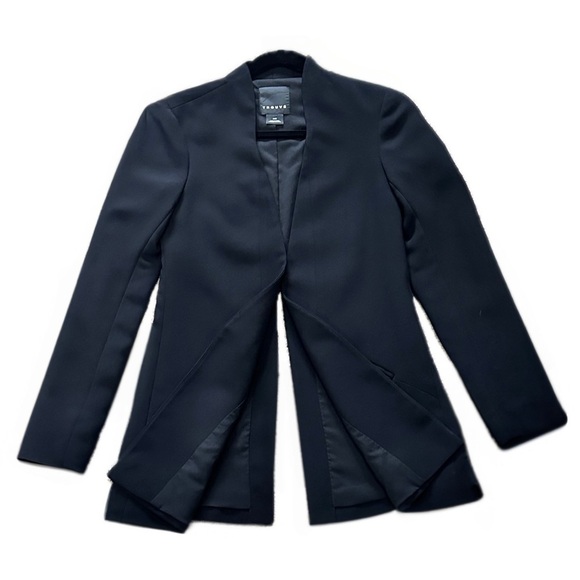 Jackets & Blazers - 🧥🏢 TROUVÉ Black Collarless Blazer Jacket |Minimalist Split Front Power Layer XXS